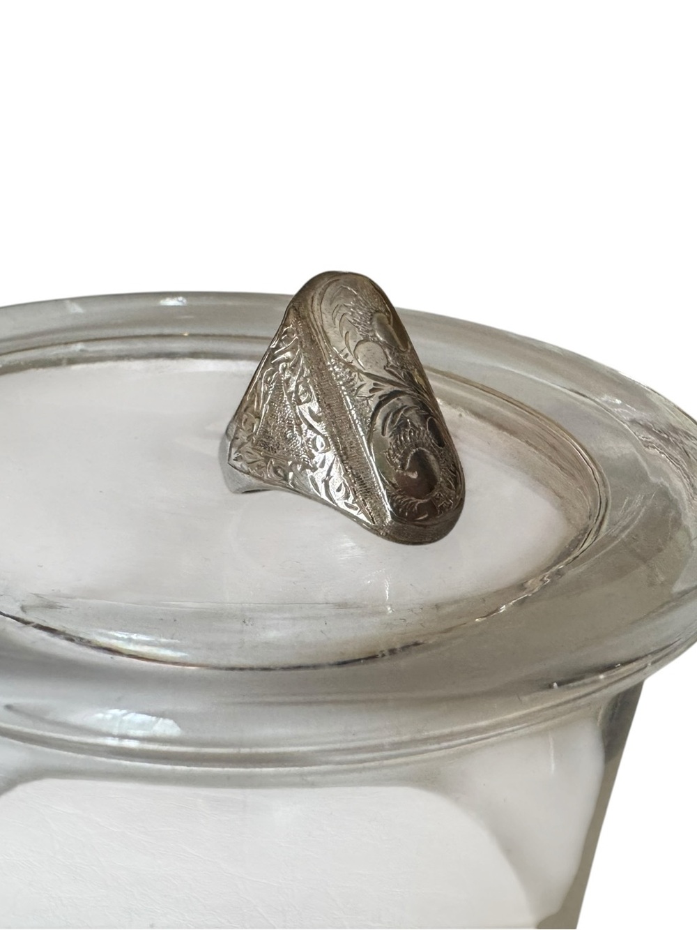 Engraved Floral Sterling Silver Statement Ring - Women Jewelry - Picture 2 of 4